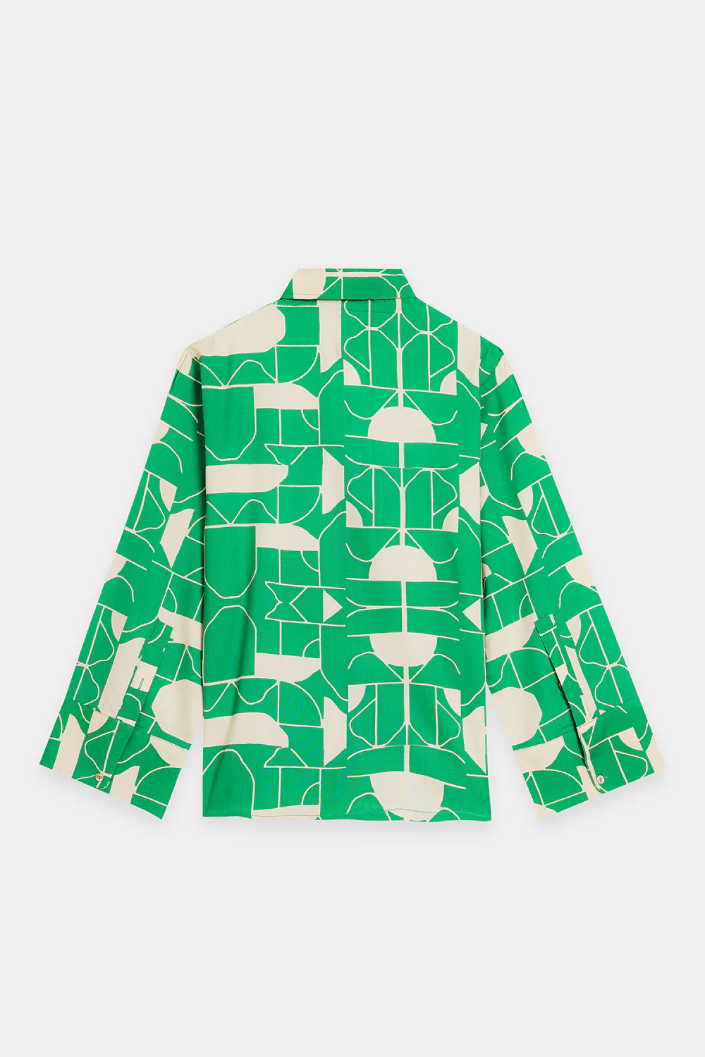 Close-up shot highlighting the bold contrasting optical illusion motif and silken drape of the premium green viscose fabric.